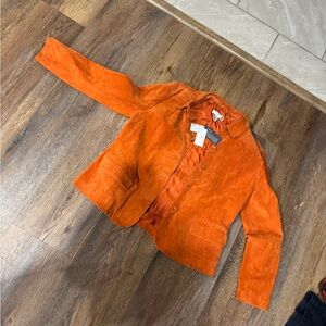 Christopher & Banks Vibrant leather Orange Blazer